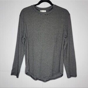 Bohme Essentials Black White Striped Long Sleeve Top Size M